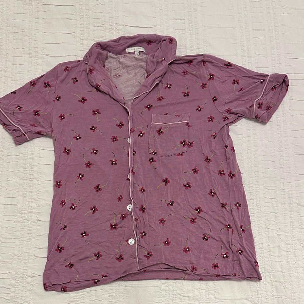 Love & Lore Pink Floral Short Pajama Set - Soft Lounge Shorts & Top - Picture 2 of 8